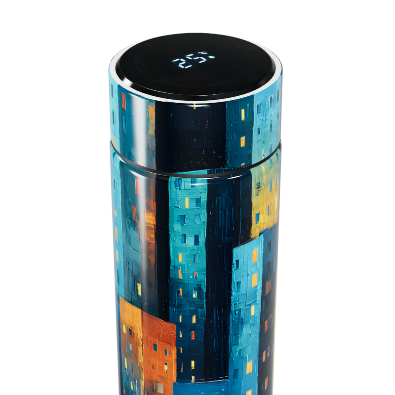 Garrafa Térmica Touch - Estampa Edifícios Urbanos