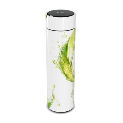 Garrafa Térmica Touch - Branca com Design Verde