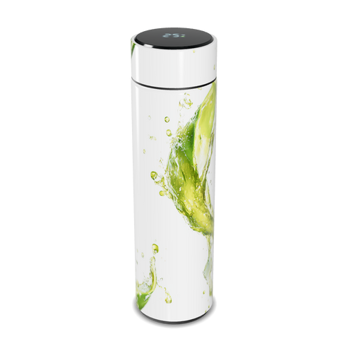 Garrafa Térmica Touch - Branca com Design Verde