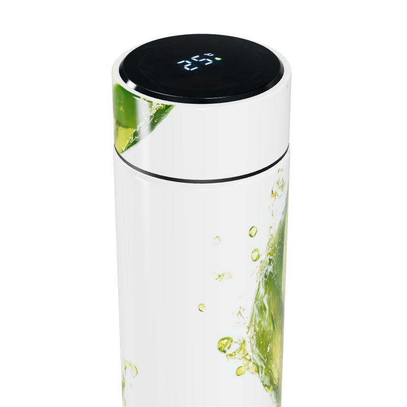 Garrafa Térmica Touch - Branca com Design Verde
