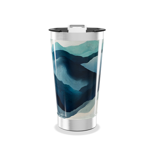 Copo Térmico - Azul com Estampa Ondulada