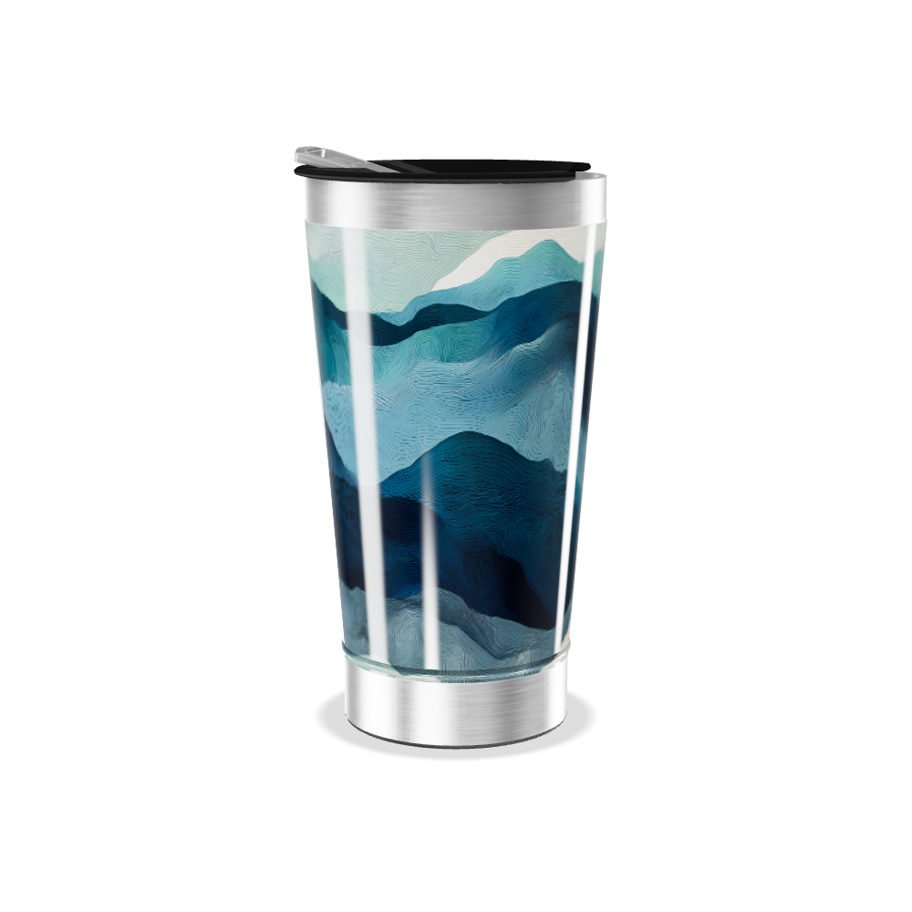 Copo Térmico - Azul com Estampa Ondulada