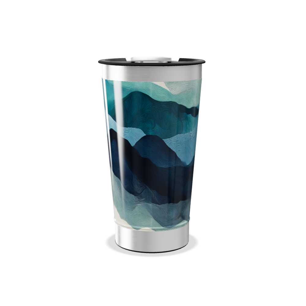 Copo Térmico - Azul com Estampa Ondulada