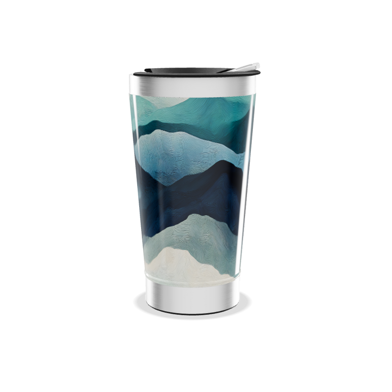 Copo Térmico - Azul com Estampa Ondulada