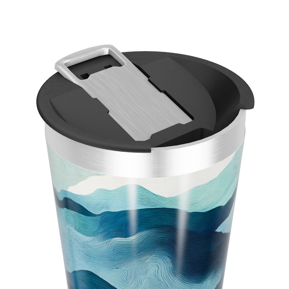 Copo Térmico - Azul com Estampa Ondulada