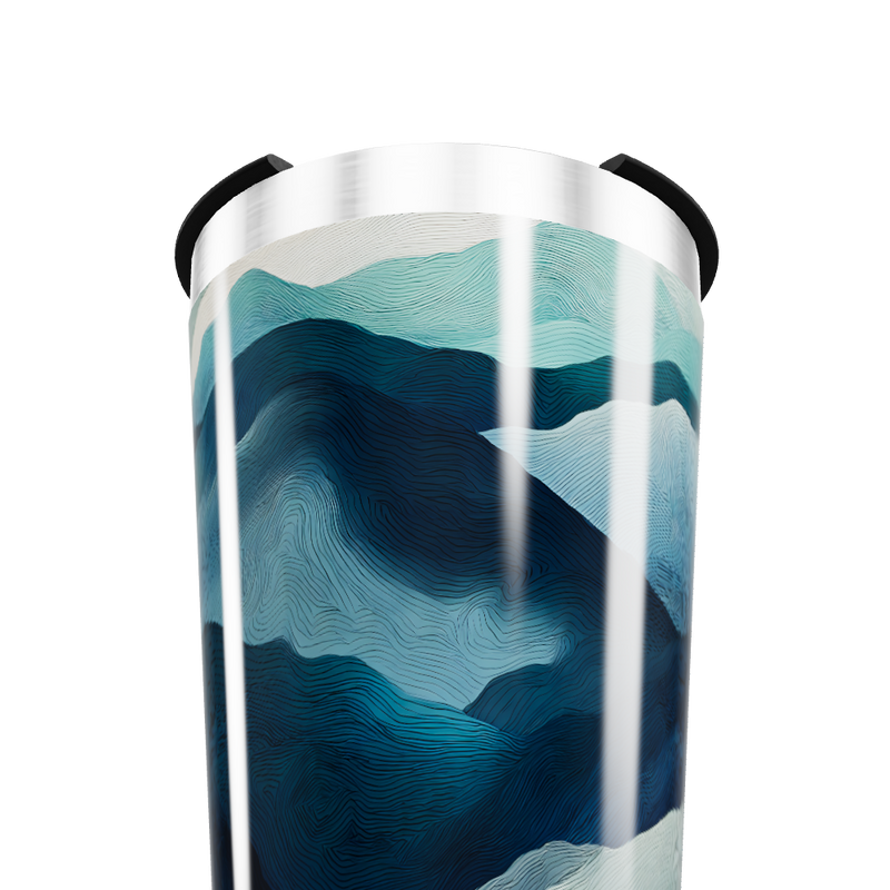 Copo Térmico - Azul com Estampa Ondulada