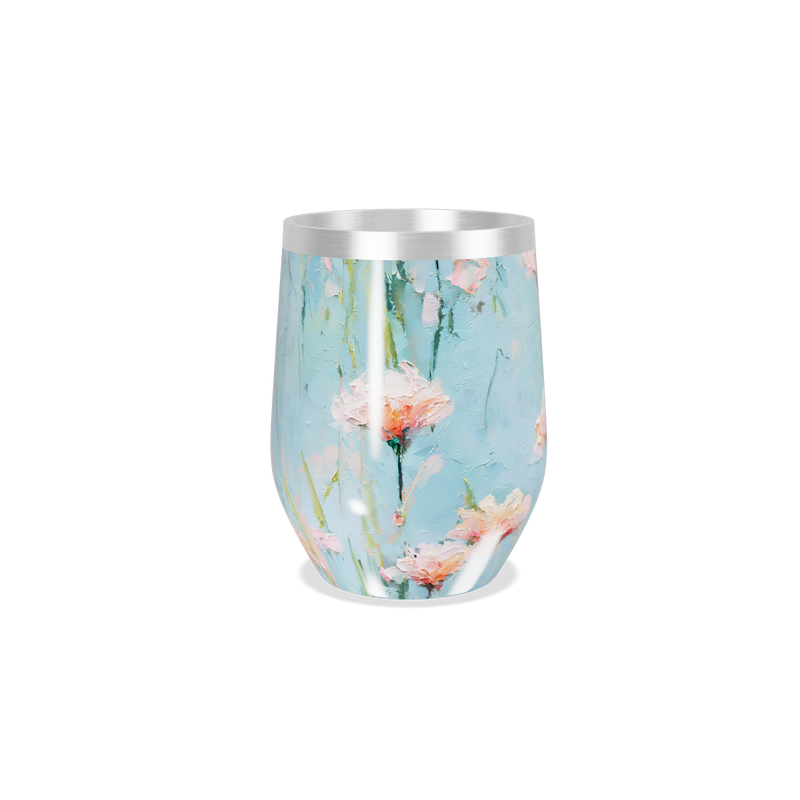 Copo Térmico Slim - Floral Azul Aço Inox