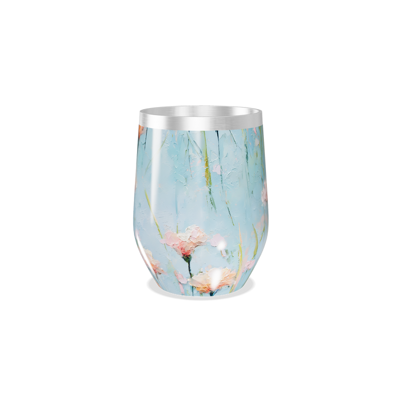 Copo Térmico Slim - Floral Azul Aço Inox