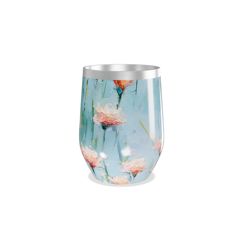 Copo Térmico Slim - Floral Azul Aço Inox