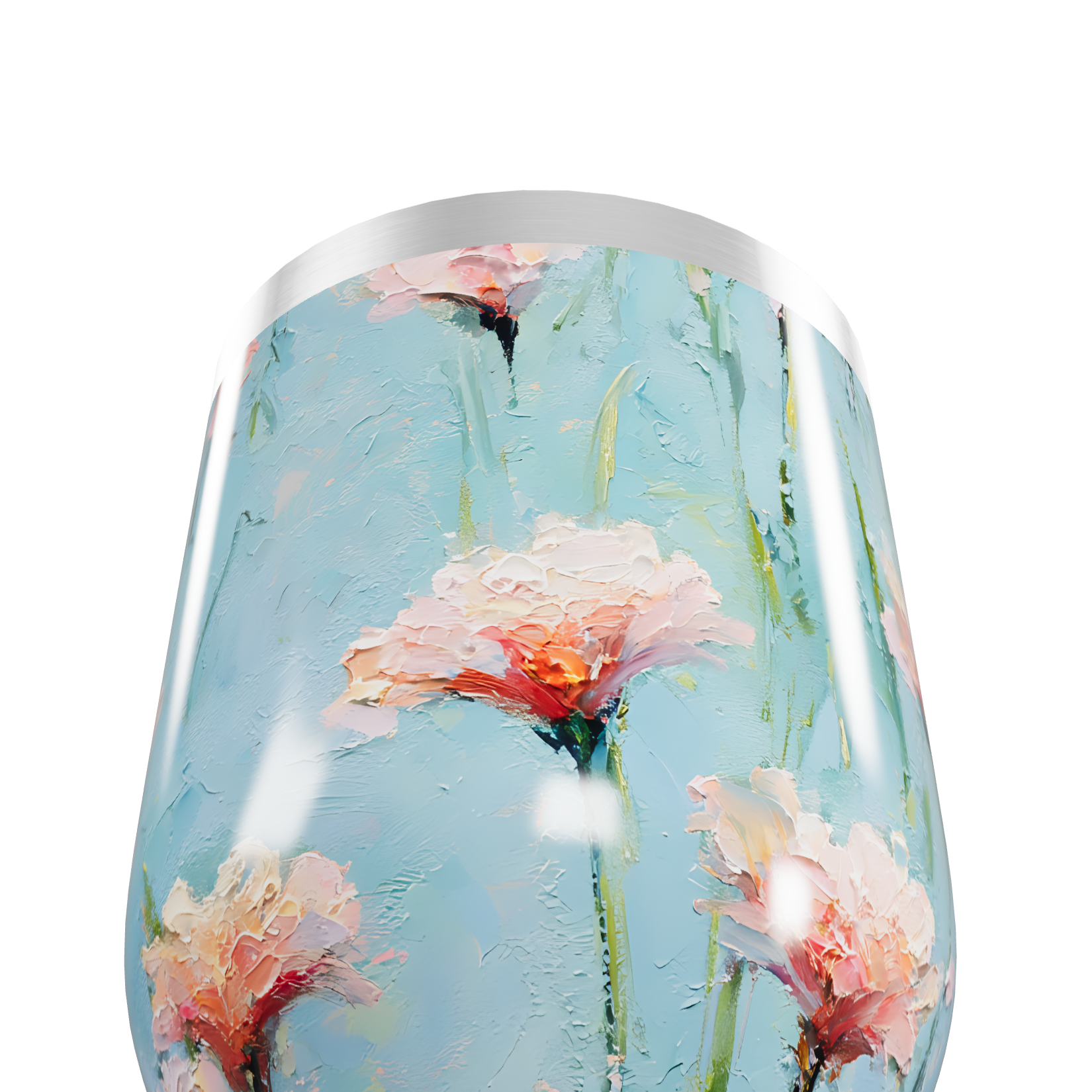 Copo Térmico Slim - Floral Azul Aço Inox