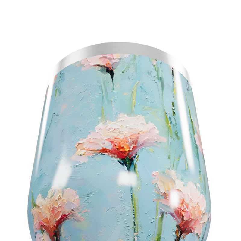 Copo Térmico Slim - Floral Azul Aço Inox