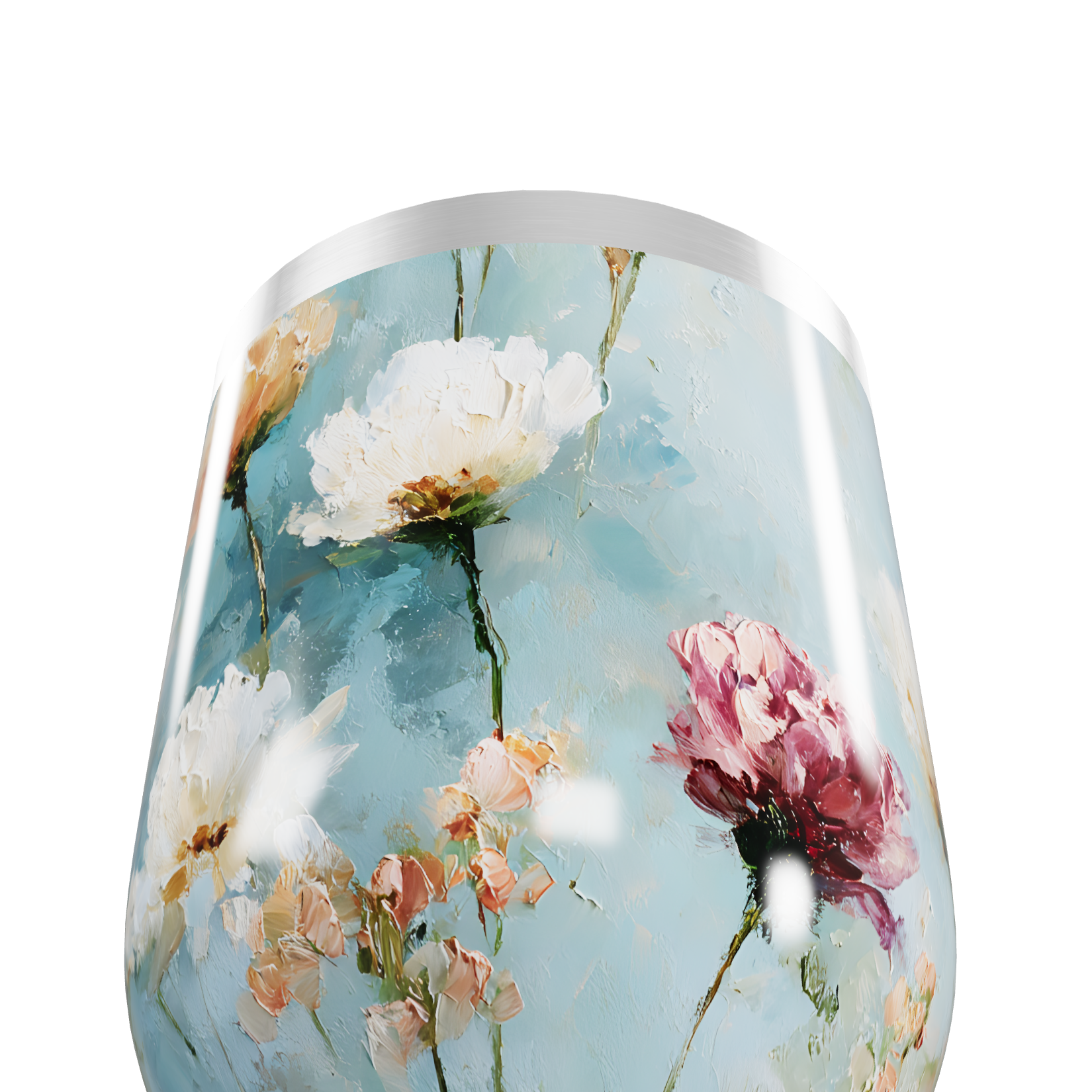 Copo Térmico Slim - Floral Azul