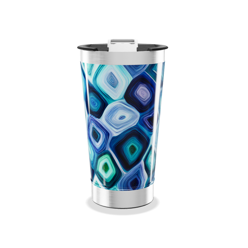 Copo Térmico - Estampa Geométrica Azul