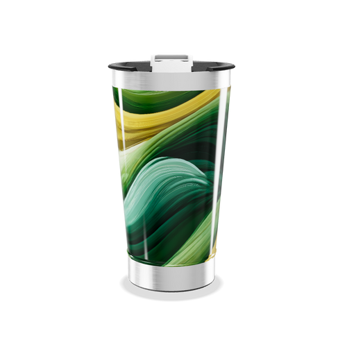 Copo Térmico - Estampa Abstrata Verde