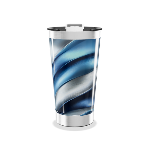 Copo Térmico - Espiral Azul e Prata
