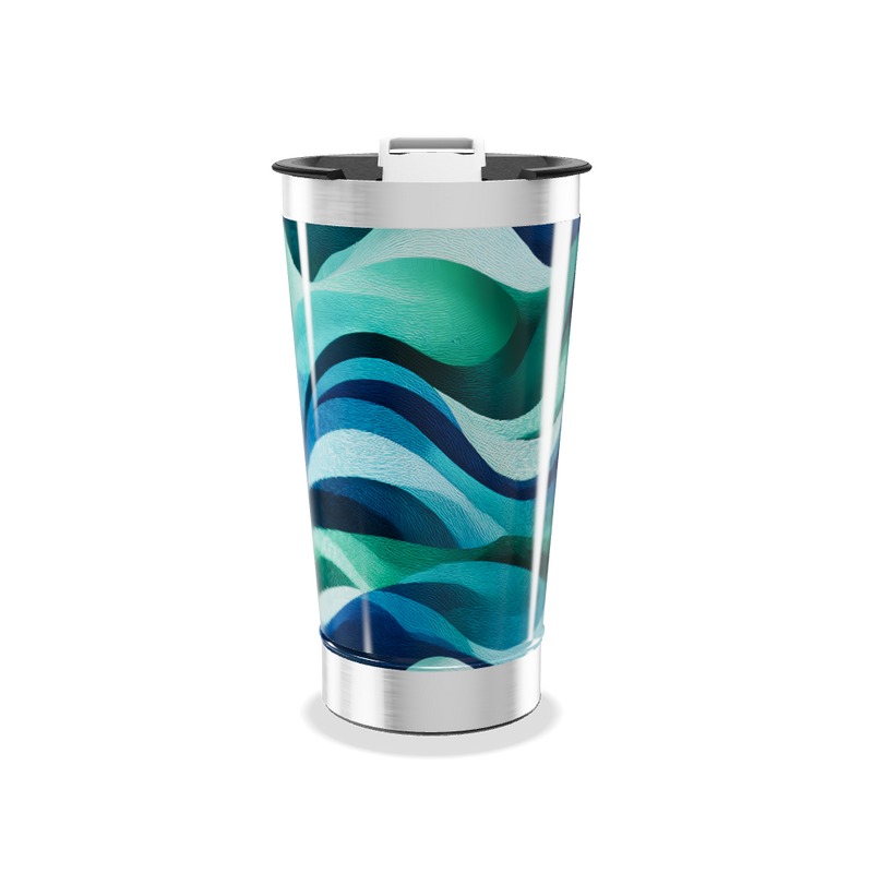 Copo Térmico - Ondas Azuis Metalizado