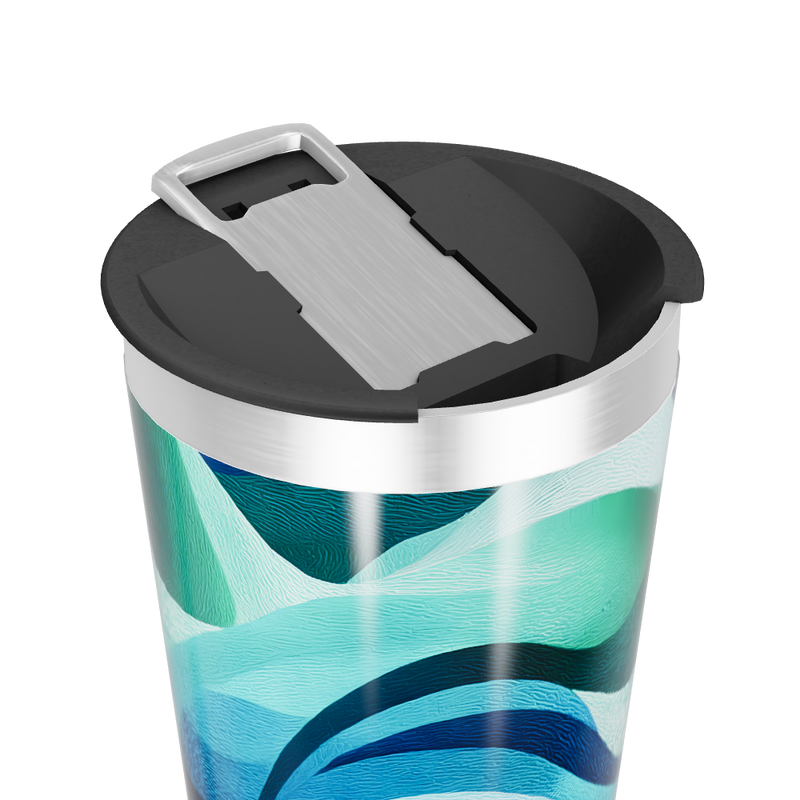 Copo Térmico - Ondas Azuis Metalizado