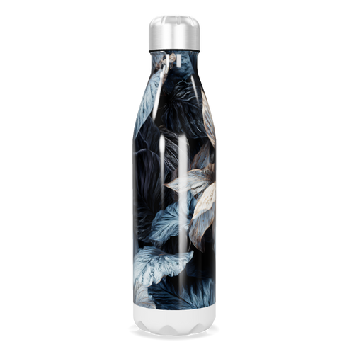 Garrafa Inox - Estampa Folhas Azul