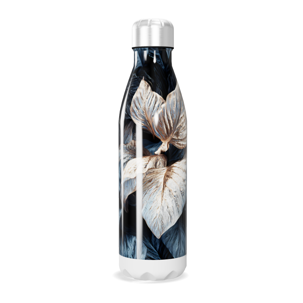 Garrafa Inox - Estampa Folhas Azul