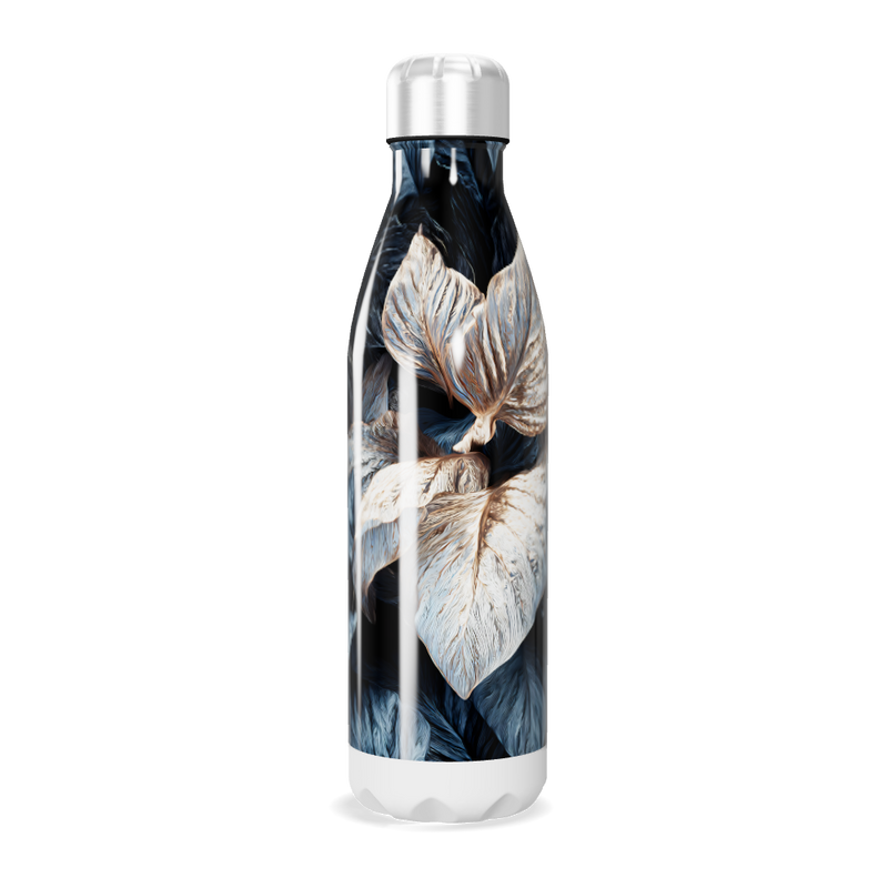 Garrafa Inox - Estampa Folhas Azul