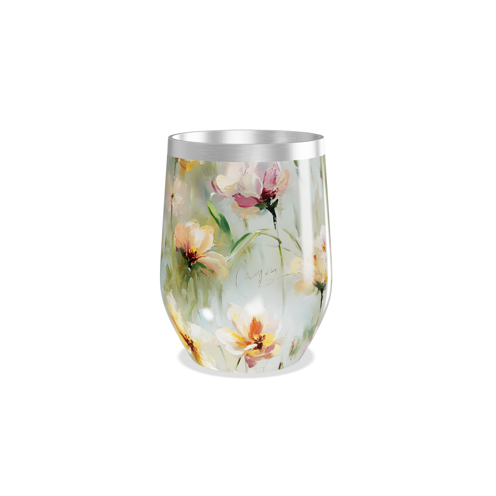 Copo Térmico Slim - Floral Aquarela Inox