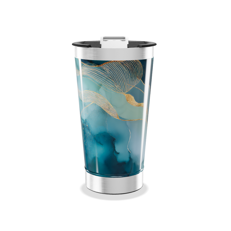 Copo Térmico - Azul Abstrato Aço Inox