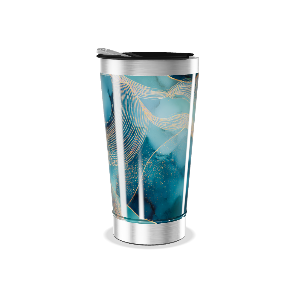 Copo Térmico - Azul Abstrato Aço Inox