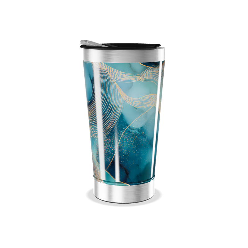 Copo Térmico - Azul Abstrato Aço Inox