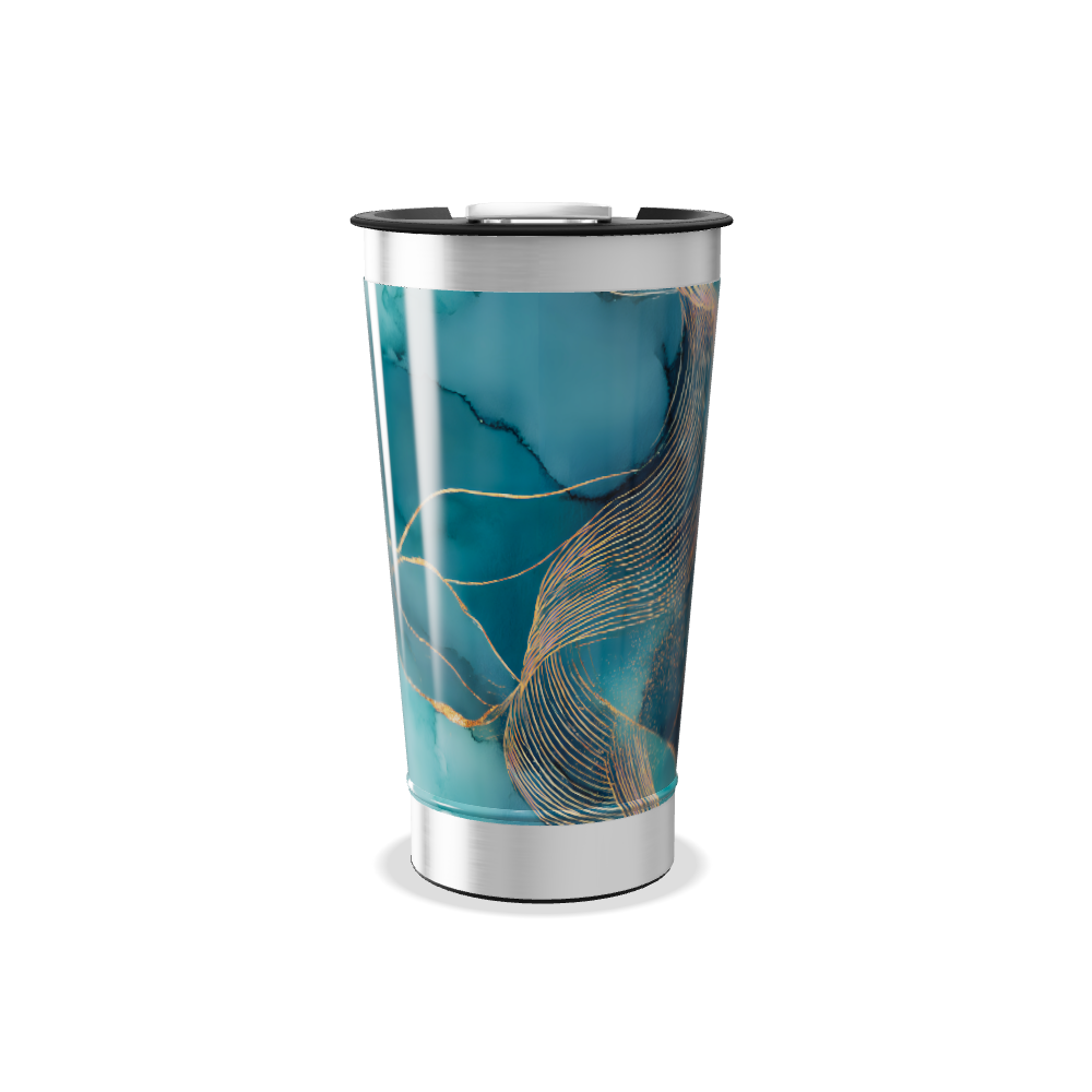 Copo Térmico - Azul Abstrato Aço Inox