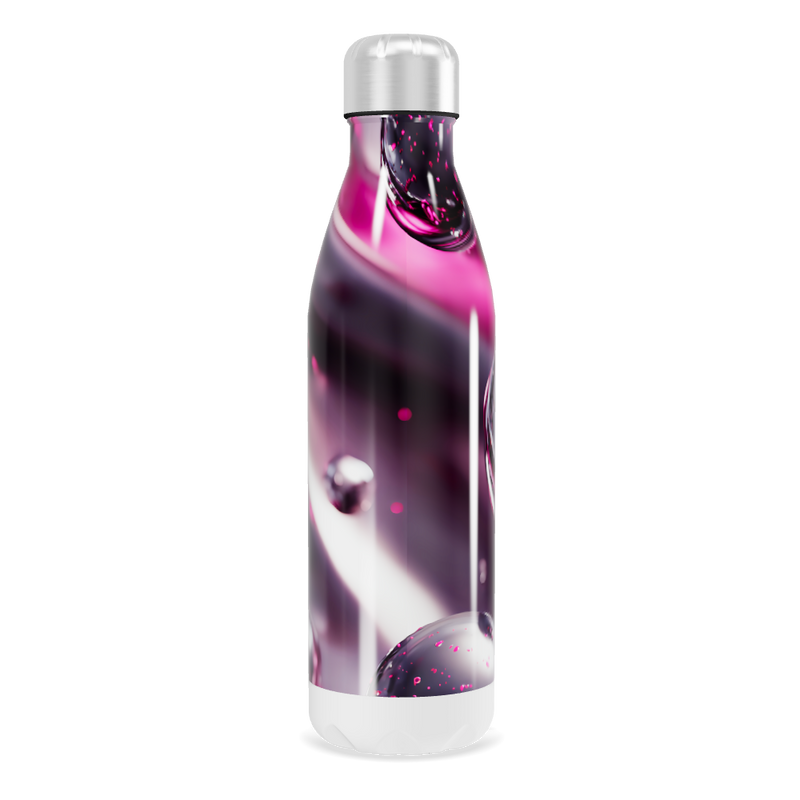 Garrafa Inox - Rosa com Estampa Abstrata