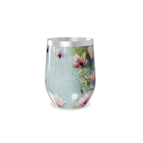 Copo Térmico Slim - Floral Azul Inox