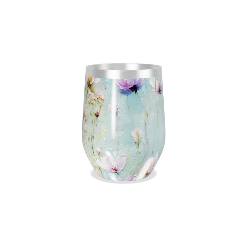 Copo Térmico Slim - Floral Azul Inox