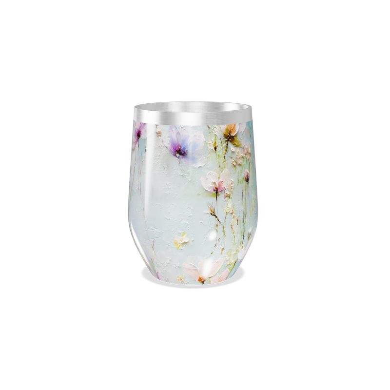 Copo Térmico Slim - Floral Azul Inox