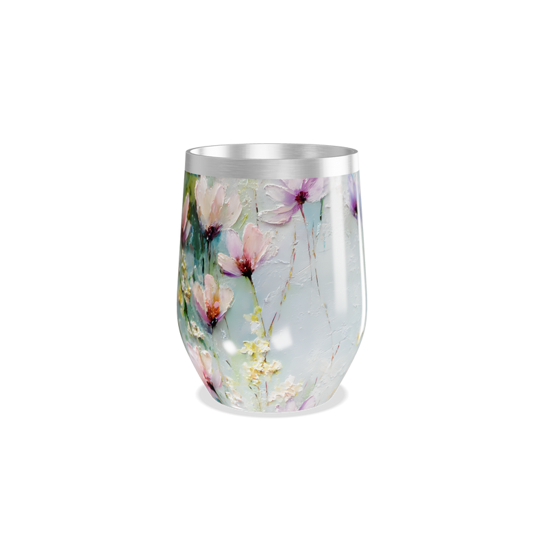 Copo Térmico Slim - Floral Azul Inox