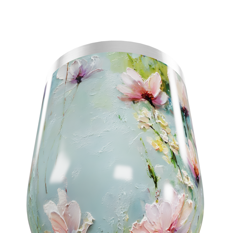 Copo Térmico Slim - Floral Azul Inox