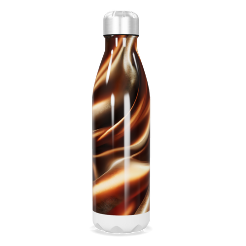 Garrafa Inox - Marrom com Estampa Ondulada