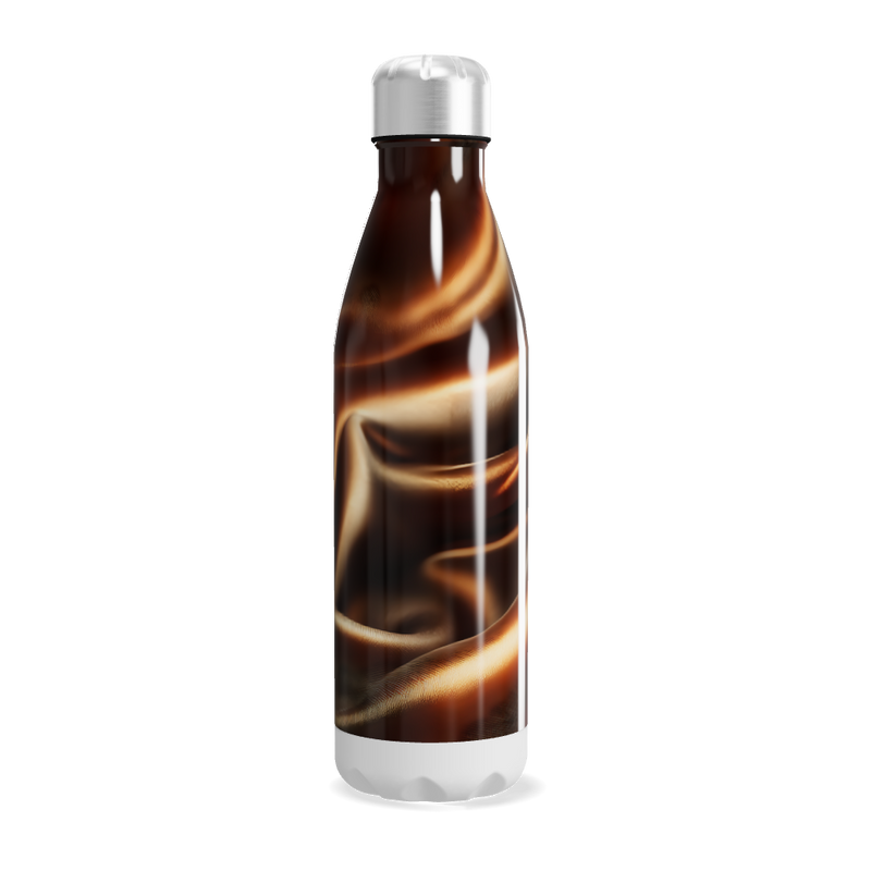 Garrafa Inox - Marrom com Estampa Ondulada