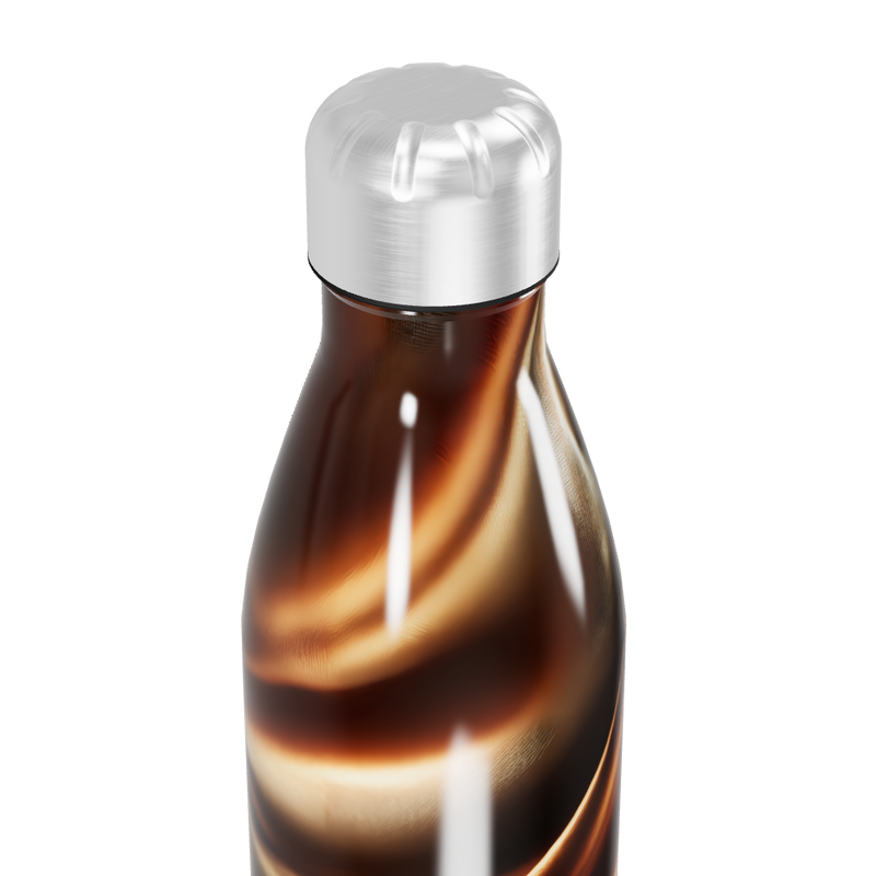 Garrafa Inox - Marrom com Estampa Ondulada