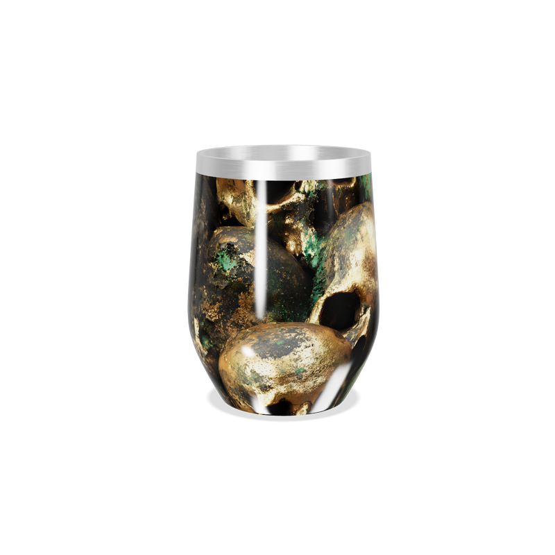 Copo Térmico Slim - Caveiras Douradas e Verdes