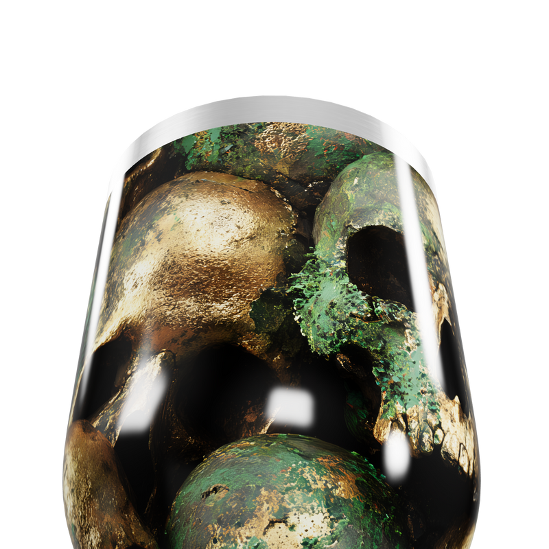 Copo Térmico Slim - Caveiras Douradas e Verdes