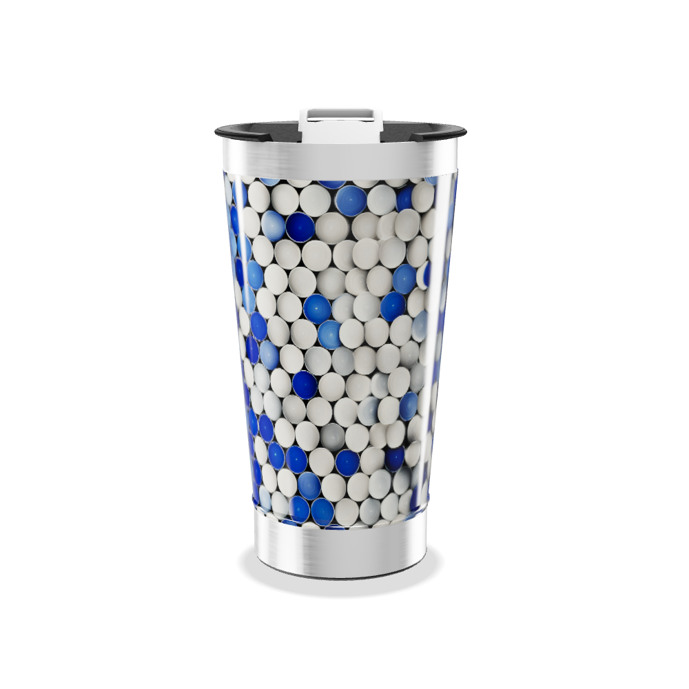 Copo Térmico - Azul e Branco com Bolinhas