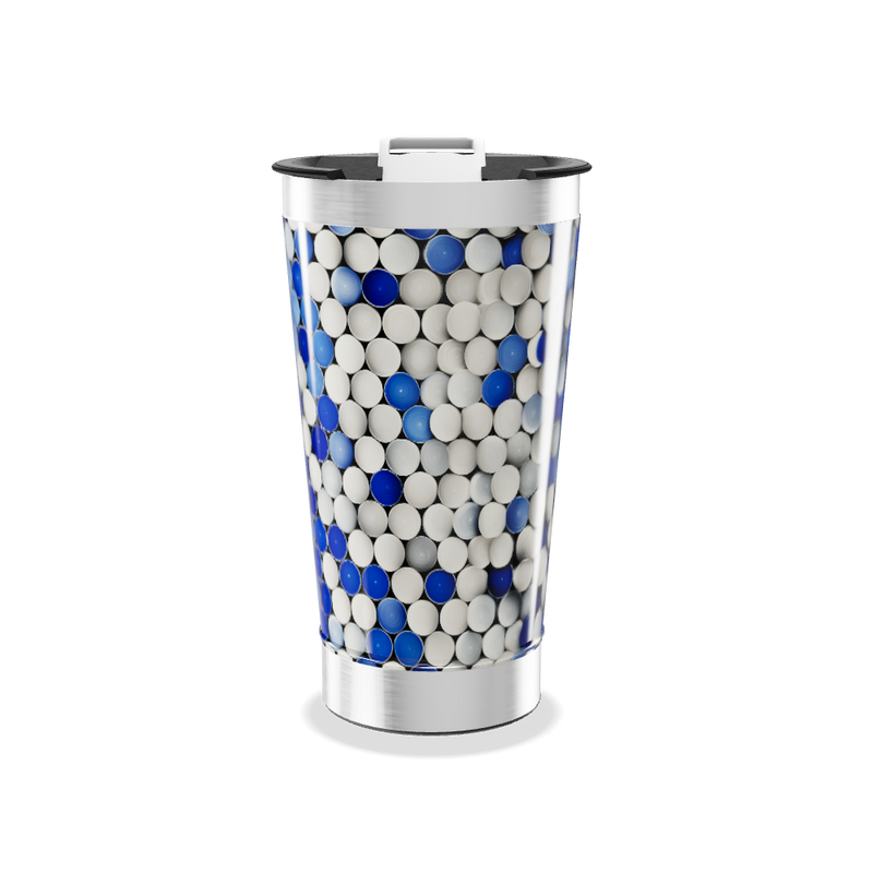 Copo Térmico - Azul e Branco com Bolinhas