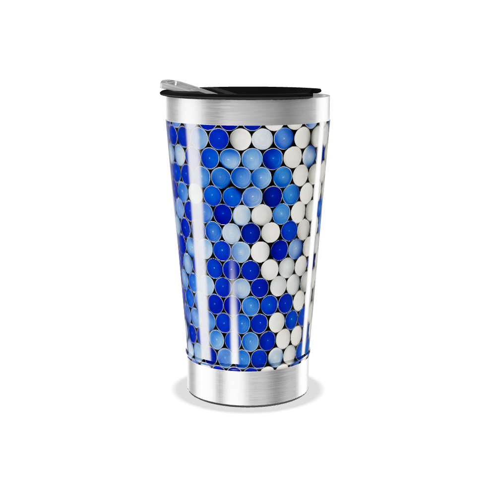 Copo Térmico - Azul e Branco com Bolinhas