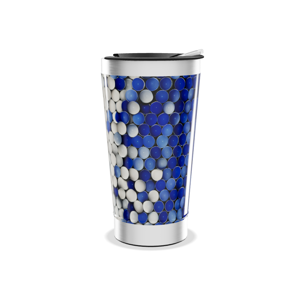 Copo Térmico - Azul e Branco com Bolinhas