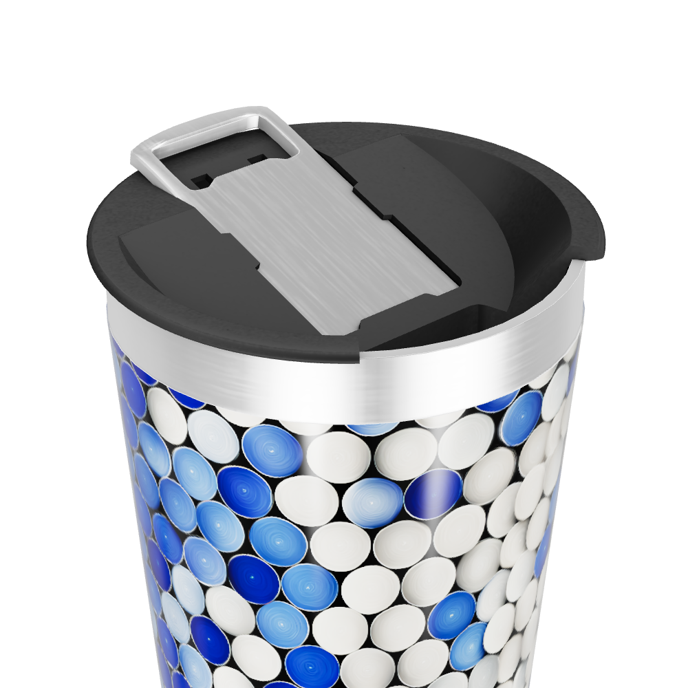 Copo Térmico - Azul e Branco com Bolinhas