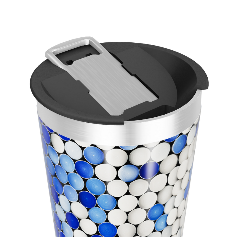 Copo Térmico - Azul e Branco com Bolinhas