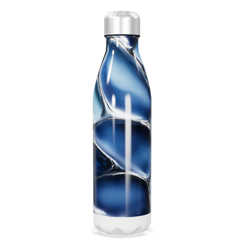 Garrafa Inox - Azul com Design Espiral
