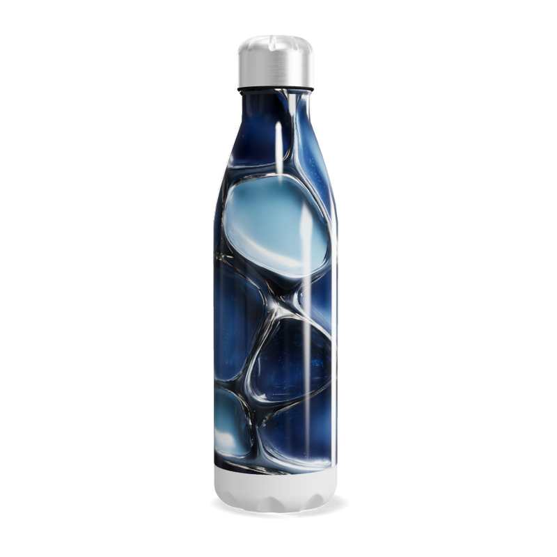 Garrafa Inox - Azul com Design Espiral