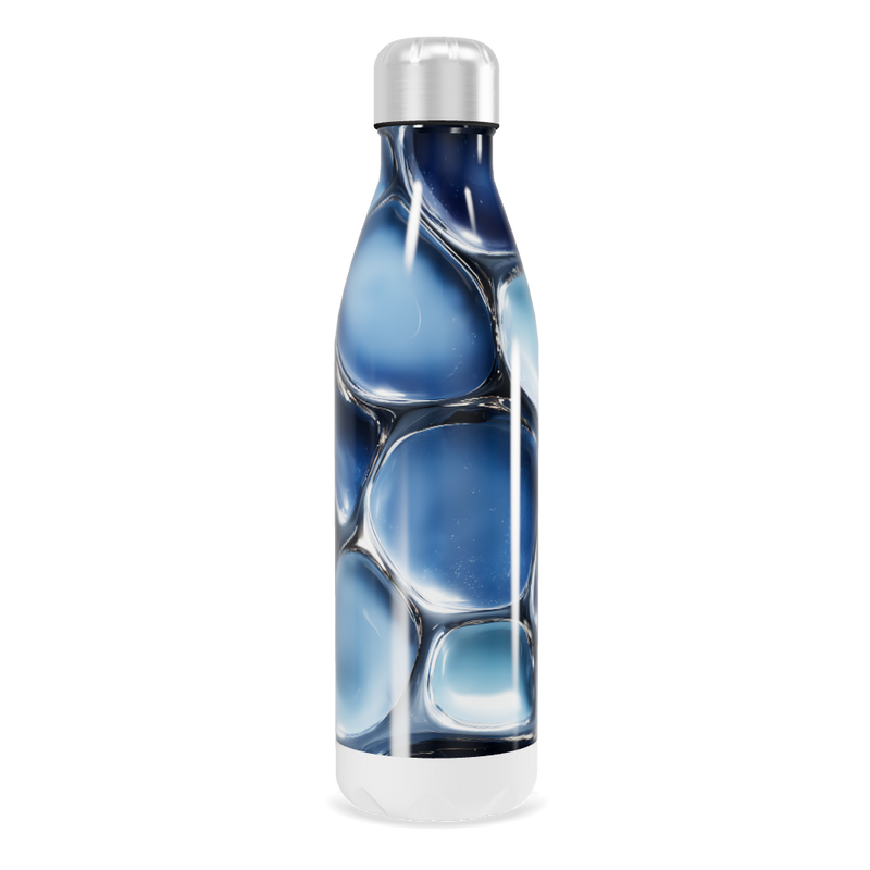 Garrafa Inox - Azul com Design Espiral