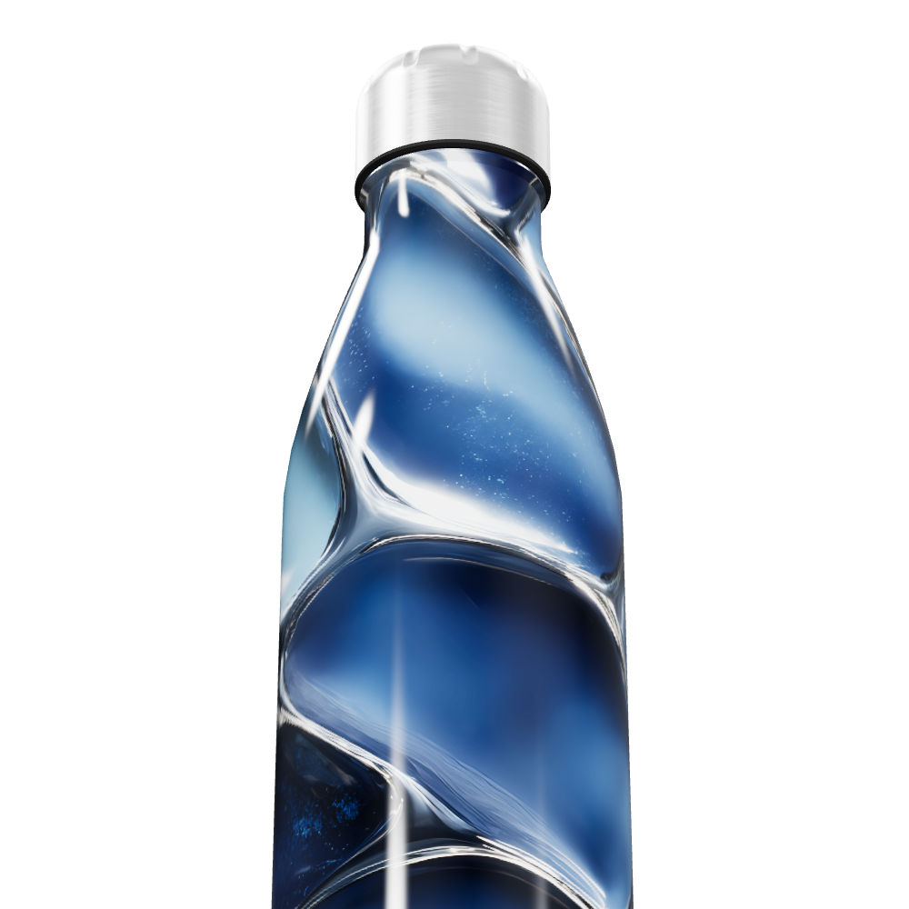 Garrafa Inox - Azul com Design Espiral